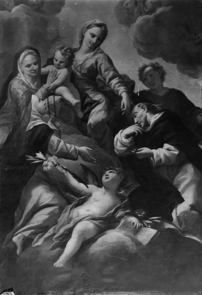 Pier Dandini - Madonna con Bambino tra Sant'Anna, Santa Caterina da Siena, San Domenico, Santo Stefano e angeli, Prato
